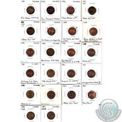 Estate lot of Mixed Canada 1-cent Coins dated between 1951 to 1983 with Minor Errors. 22pcs.