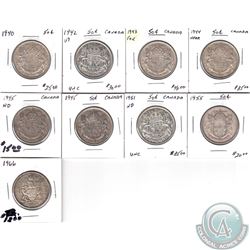 1940-1966 Canada 50-cent Estate Collection. You will receive the following dates: 1940, 1941 WD, 194