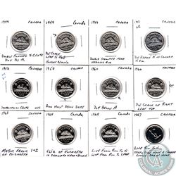 Estate lot of Mixed Canada 5-cent Coins dated between 1949 to 1967 with Minor Errors. 12pcs.