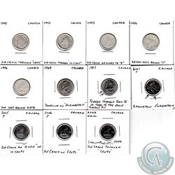 Estate lot of Mixed Canada 10-cent Coins dated between 1940 and 2006 with Minor Errors.11pcs.