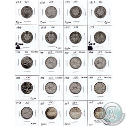 Estate lot 1903-1967 Canada Silver 25-cent Collection. You will receive the following dates: 1903, 1