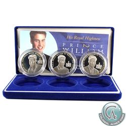 2003 His Royal Highness Prince William of Wales 21st Birthday Commemorative 5 Pound 3-Coin Sterling 