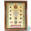 Image 1 : 1936-1952 Selected Canadian Coinage of George VI 10-coin Set with Two 3-cent Stamps in Wooden Frame.