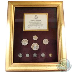 1972 Bahama Islands Coin-of-the-Realm 9-coin Proof Set Minted by the Franklin Mint in a Large Golden