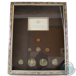 Cayman Islands Proof 8-coin Set inside Large Metal Frame. This Set contains a Sterling Silver 50-cen