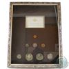 Image 1 : Cayman Islands Proof 8-coin Set inside Large Metal Frame. This Set contains a Sterling Silver 50-cen