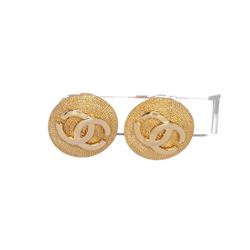 Chanel Gold CC Disc Clip On Earrings