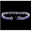 Image 3 : 14KT White Gold 14.82 ctw Tanzanite and Diamond Bracelet