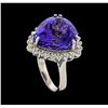 Image 4 : 18.40 ctw Tanzanite and Diamond Ring - 14KT White Gold