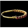 Image 2 : 14KT Yellow Gold 7.95 ctw Rubies and Diamond Bangle Bracelet