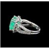 Image 3 : GIA Cert 8.37 ctw Emerald and Diamond Ring - 14KT White Gold