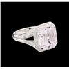 Image 1 : 9.61 ctw Kunzite and Diamond Ring - 18KT White Gold