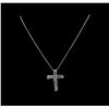Image 2 : 14KT White Gold 0.93 ctw Diamond Cross Pendant With Chain