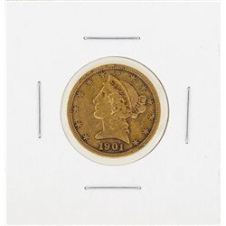 1901S $5 Liberty Gold Coin VF