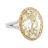 Image 1 : 8.04 ctw Center Diamond Ring - Platinum and 18KT Rose Gold