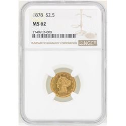 1878 NGC MS62 1878 $2 1-2 Liberty Gold Coin