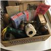 Image 1 : Reckitt's Bag Blue Box w/Reckitt's Cartons, Horse Shoes, Bells, Ephemera, Snuffer, Bottle, etc