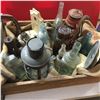 Image 1 : Tray Lot: Lamps, Blue Bottles, Weights, Horse Shoes, etc