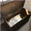 Image 1 : Slat Wood Steamer Trunk with Old Newspapers