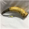 Image 1 : Scrimshaw Powder Horn - Fur Trade Era - Very Rare & Unique / One of a Kind!!!