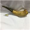 Image 2 : Scrimshaw Powder Horn - Fur Trade Era - Very Rare & Unique / One of a Kind!!!
