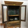 Image 1 : Wooden Medicine Cupboard (Countertop or Wall Mount) WITH Miniature Bottle Collection !