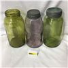 Image 1 : Trio of Super Rare Jars: Green Improved, Crown & Purple Atlas