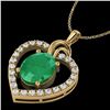 Image 2 : 4 CTW Emerald & VS/SI Diamond Designer Inspired Heart Necklace 14K Yellow Gold - REF-81A8X - 20493