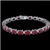 Image 2 : 15 CTW Ruby & VS/SI Diamond Eternity Bracelet 10K White Gold - REF-122T8M - 21457