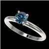 Image 1 : 0.75 CTW Certified Intense Blue SI Diamond Solitaire Engagement Ring 10K White Gold - REF-118X2T - 3