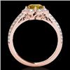 Image 2 : 2.05 CTW Certified Si/I Fancy Intense Yellow Diamond Solitaire Halo Ring 10K Rose Gold - REF-318W2F 