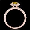 Image 2 : 1.5 CTW Certified Si/I Fancy Intense Yellow Diamond Solitaire Halo Ring 10K Rose Gold - REF-180T2M -