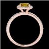 Image 2 : 1.5 CTW Certified Si/I Fancy Intense Yellow Diamond Solitaire Halo Ring 10K Rose Gold - REF-180T2M -