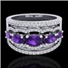 Image 1 : 2.25 CTW Amethyst & Micro Pave VS/SI Diamond Designer Ring 10K White Gold - REF-66W9F - 20792