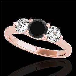 2 CTW Certified VS Black Diamond 3 Stone Solitaire Ring 10K Rose Gold - REF-177F3N - 35389