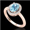 Image 2 : 2 CTW Sky Blue Topaz & Micro VS/SI Diamond Ring Solitaire Halo 14K Rose Gold - REF-40W2F - 21003