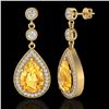 Image 2 : 4.50 CTW Citrine & Micro VS/SI Diamond Earrings Designer 18K Yellow Gold - REF-67H5A - 23114