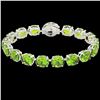 Image 2 : 67 CTW Peridot & Micro VS/SI Diamond Halo Designer Bracelet 14K White Gold - REF-428Y8K - 22270