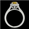 Image 2 : 2.03 CTW Certified Si/I Fancy Intense Yellow Diamond Solitaire Halo Ring 10K White Gold - REF-309M3H