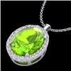 Image 2 : 2.75 CTW Peridot & Micro VS/SI Diamond Halo Solitaire Necklace 18K White Gold - REF-51W5F - 20594