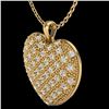 Image 2 : 1.0 Designer CTW Micro Pave VS/SI Diamond Heart Necklace 14K Yellow Gold - REF-87W3F - 20491