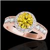 Image 1 : 1.85 CTW Certified Si/I Fancy Intense Yellow Diamond Solitaire Halo Ring 10K Rose Gold - REF-207M3H 