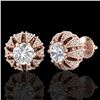 Image 2 : 2.01 CTW VS/SI Diamond Art Deco Micro Pave Stud Earrings 18K Rose Gold - REF-272M8H - 36996