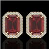 Image 1 : 12 CTW Garnet And Micro Pave VS/SI Diamond Halo Earrings 18K Yellow Gold - REF-73T6M - 21228