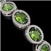 Image 4 : 21.13 CTW Peridot & Diamond Halo Bracelet 10K White Gold - REF-286Y5K - 40628