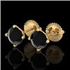Image 1 : 1.5 CTW Fancy Black Diamond Solitaire Art Deco Stud Earrings 18K Yellow Gold - REF-45W3F - 38236