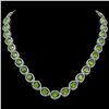 Image 1 : 33.6 CTW Peridot & Diamond Halo Necklace 10K White Gold - REF-675X3T - 41213