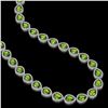 Image 2 : 33.6 CTW Peridot & Diamond Halo Necklace 10K White Gold - REF-675X3T - 41213