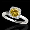 Image 1 : 1.15 CTW Certified Si/I Fancy Intense Yellow Diamond Solitaire Halo Ring 10K White Gold - REF-200X2T