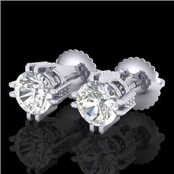 1.07 CTW VS/SI Diamond Solitaire Art Deco Stud Earrings 18K White Gold - REF-200Y2K - 36911